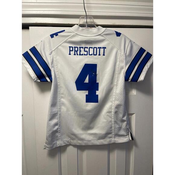 Nike Dallas Cowboys Dak Prescott White Jersey Youth Size Small Flaws on Back See - Picture 1 of 10